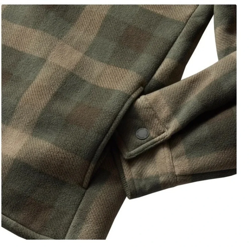Voyager Plaid Sherpa Lined Fleece Shirt Jacket Men 3XL Green Zipper Front